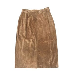 Charter Club Petites by Jane Justin Suede Leather Vintage Skirt Fully Lined Tan
